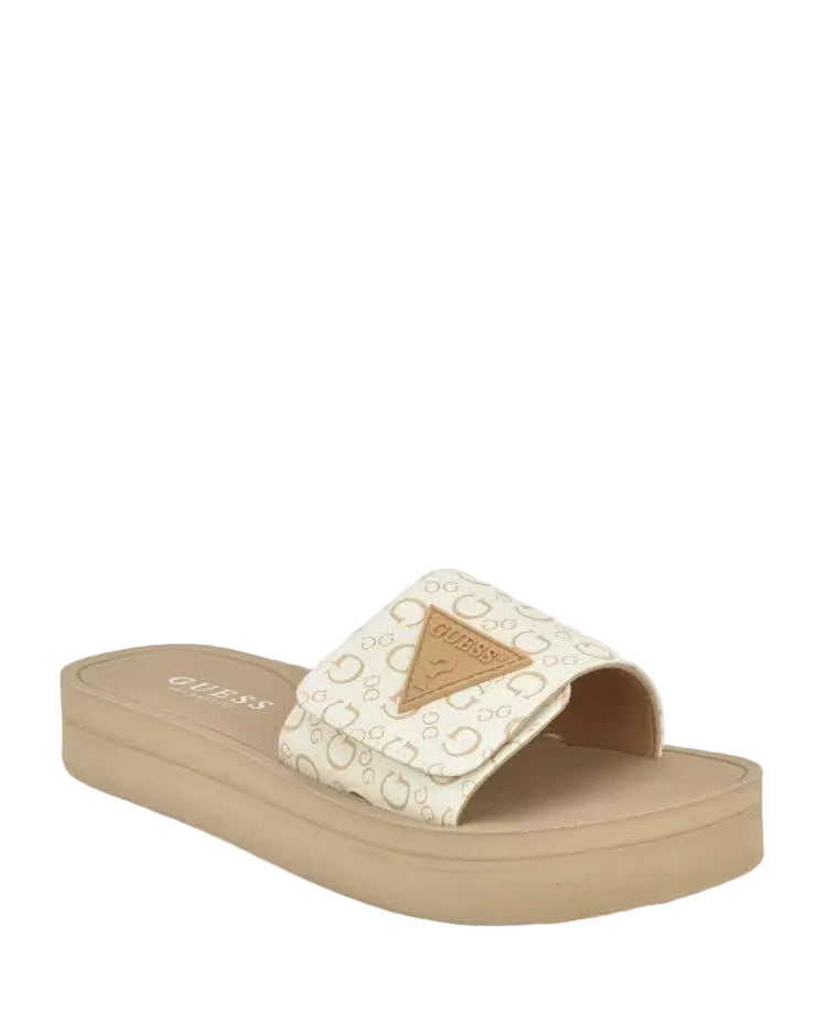 GUESS BLACK LOGO SLIDE PARTIES FLIP FLOPS WEDGE PLATFORM SLW58 - Runner