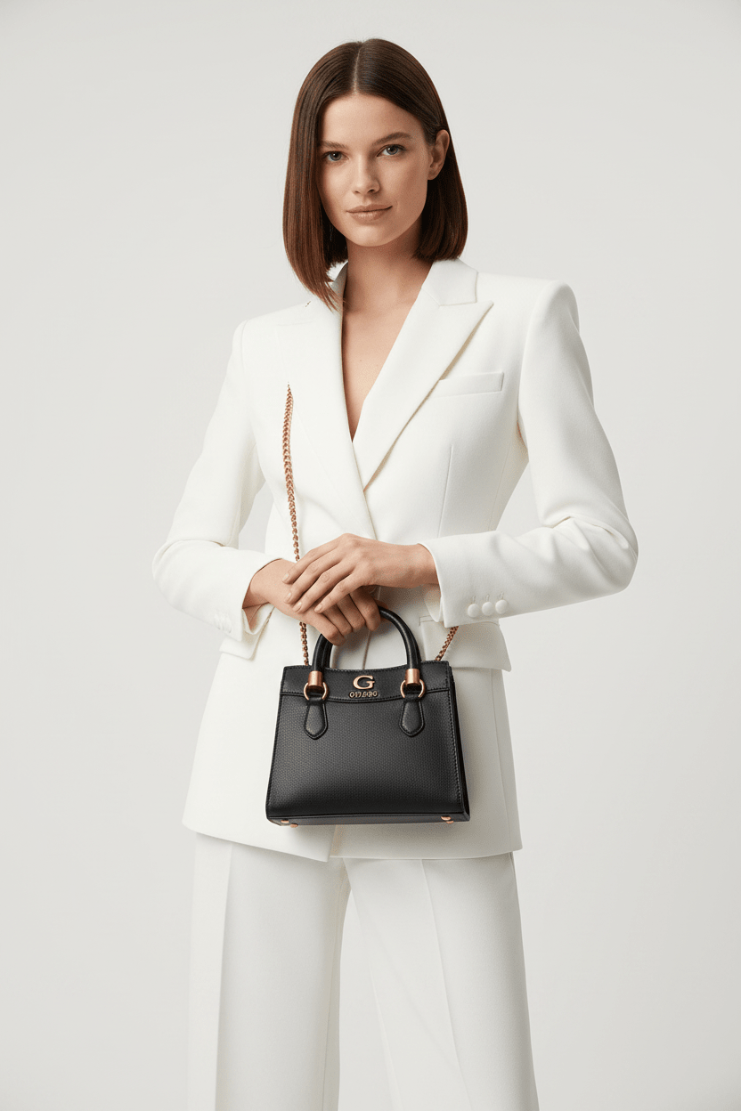 GUESS Coal Printed Nell Logo Satchel Bag - Runner