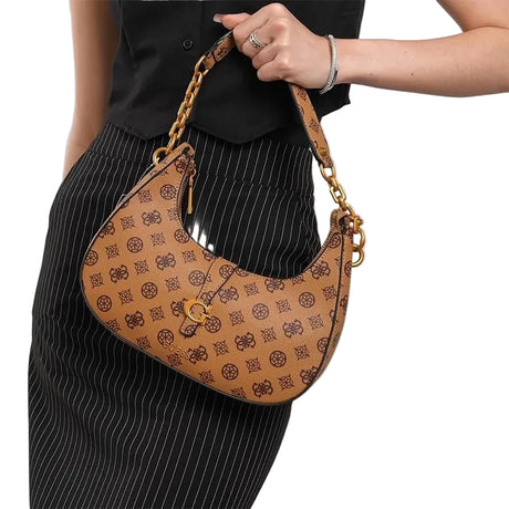 GUESS Kuba Top Zip Shoulder Bag - BROWN - GB208 - Runner