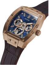 GUESS Men's Trend Multifunction 43mm Watch with Blue Diamond Dial & Brown Leather Strap GGM9 - Runner