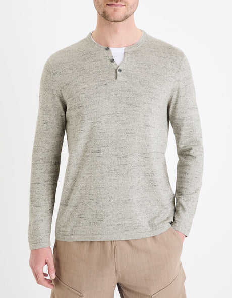 Henley Collar Mixed Sweater - Runner