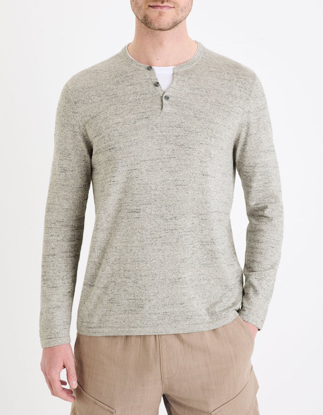 Henley Collar Mixed Sweater - Runner