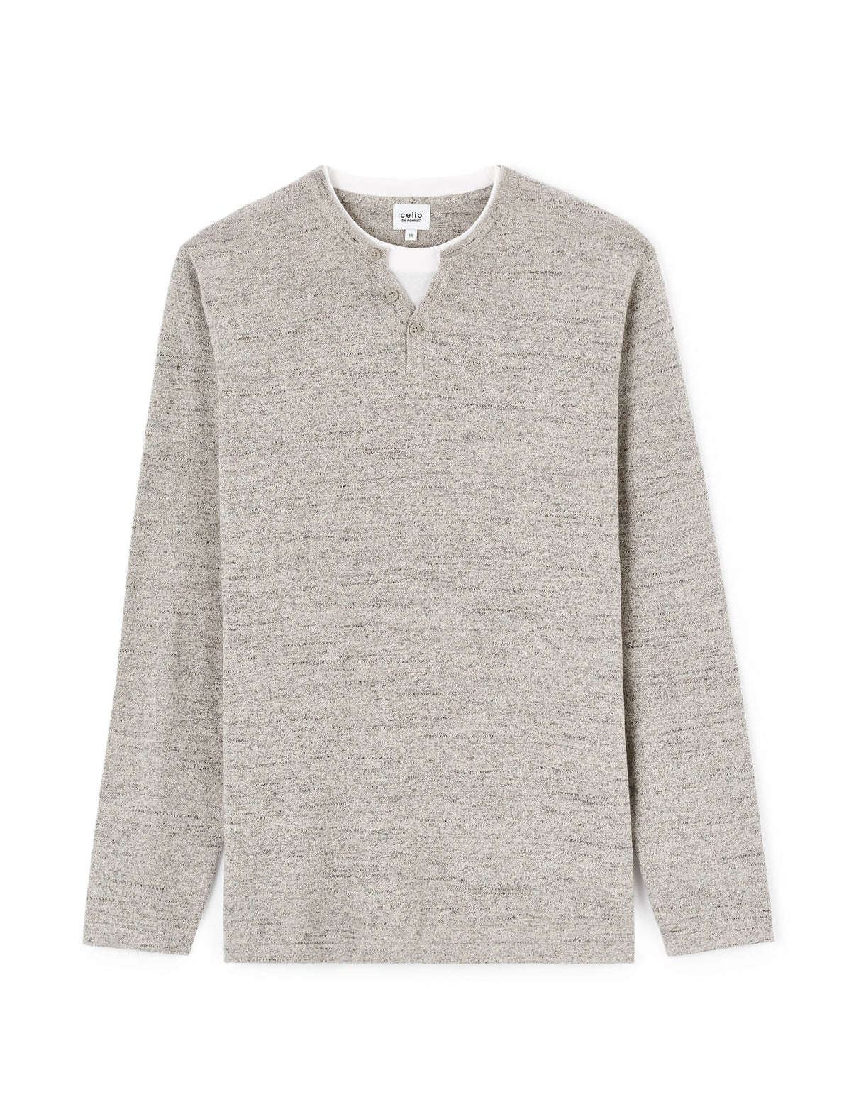 Henley Collar Mixed Sweater - Runner