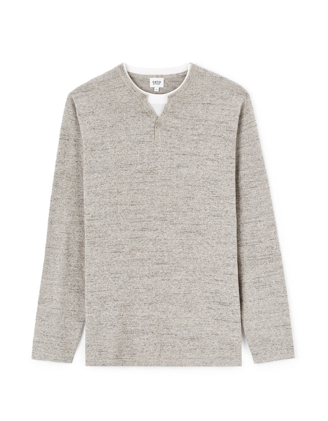 Henley Collar Mixed Sweater - Runner