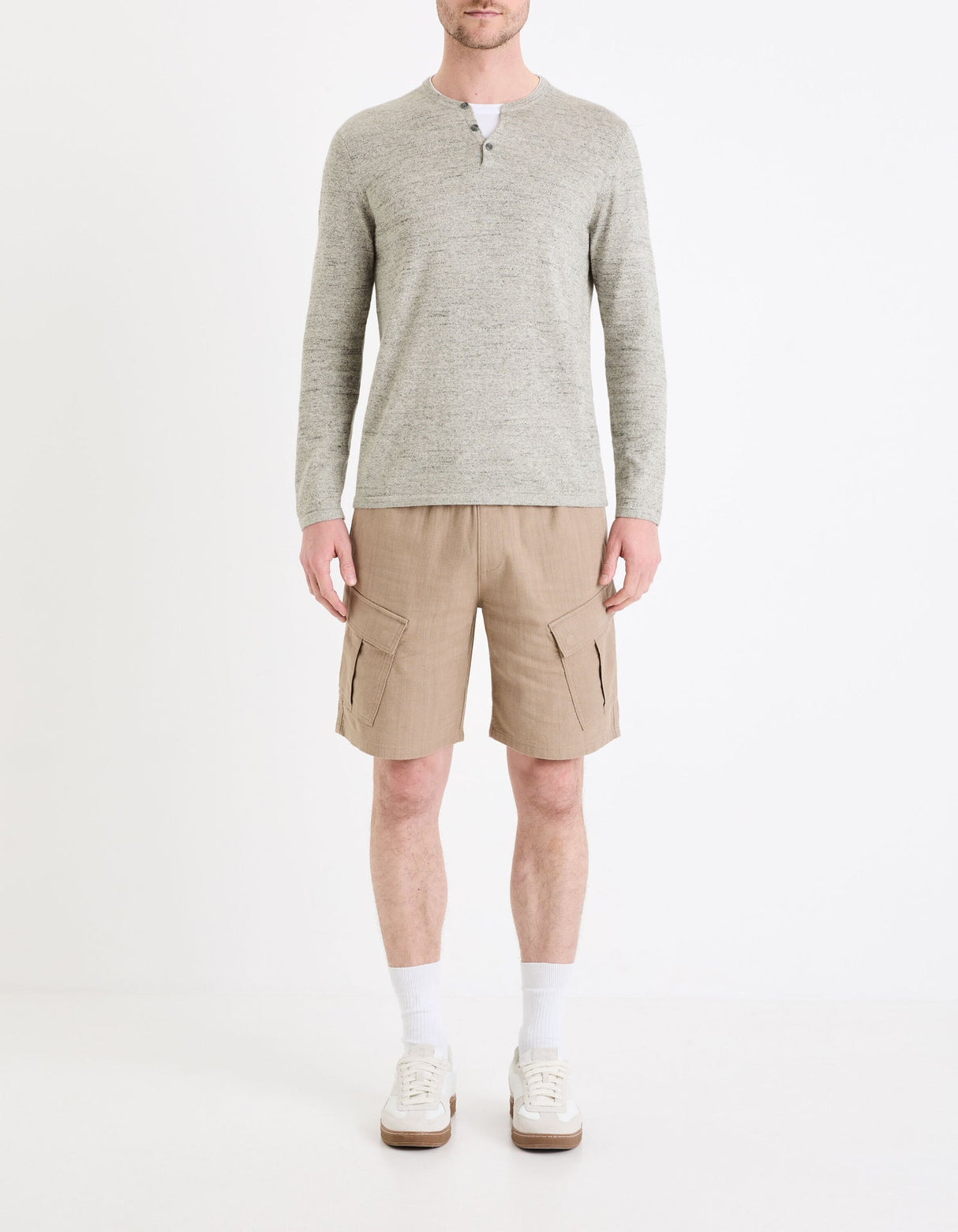 Henley Collar Mixed Sweater - Runner