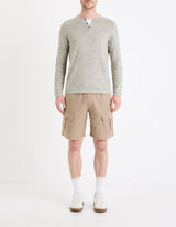 Henley Collar Mixed Sweater - Runner