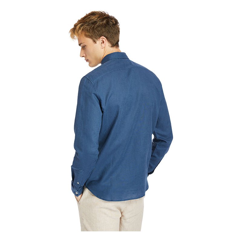 LOVELL LAKE Cotton/Linen Long Sleeve Shirt Dark Denim - Runner