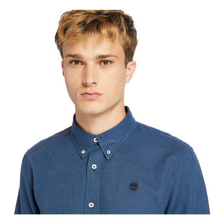 LOVELL LAKE Cotton/Linen Long Sleeve Shirt Dark Denim - Runner
