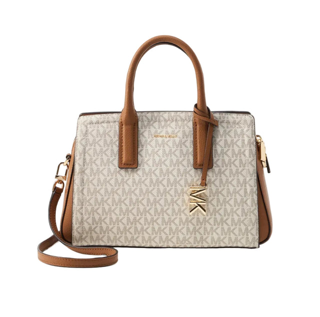MICHAEL KORS LAILA SATCHEL - Handbag - vanilla/acorn MK79 - Runner