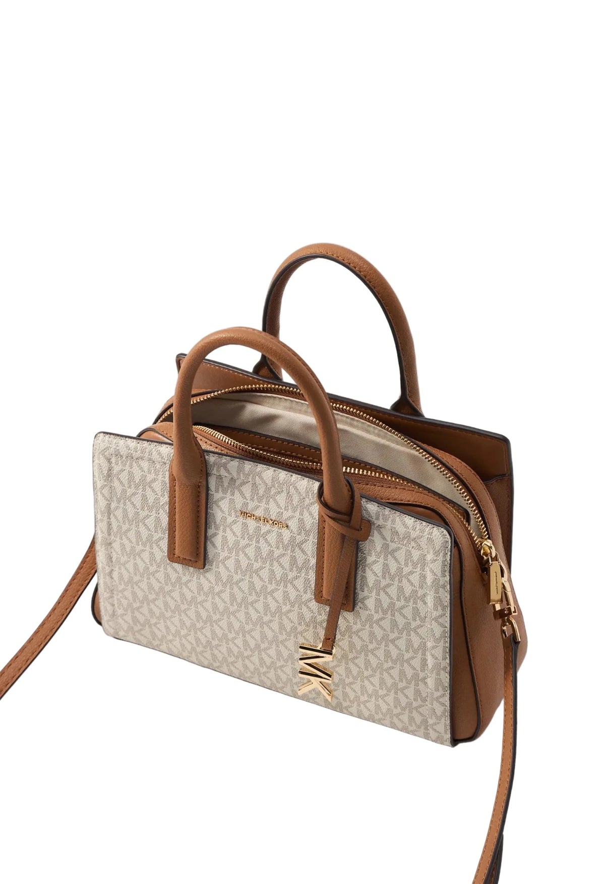 MICHAEL KORS LAILA SATCHEL - Handbag - vanilla/acorn MK79 - Runner