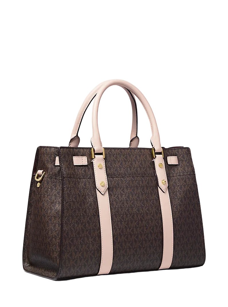 MICHAEL KORS Nouveau Hamilton Large Logo and Leather Satchel Bag MK78 - Runner