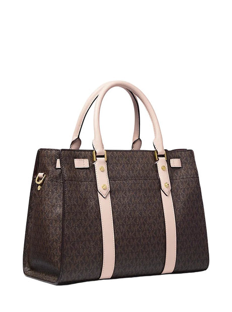 MICHAEL KORS Nouveau Hamilton Large Logo and Leather Satchel Bag MK78 - Runner