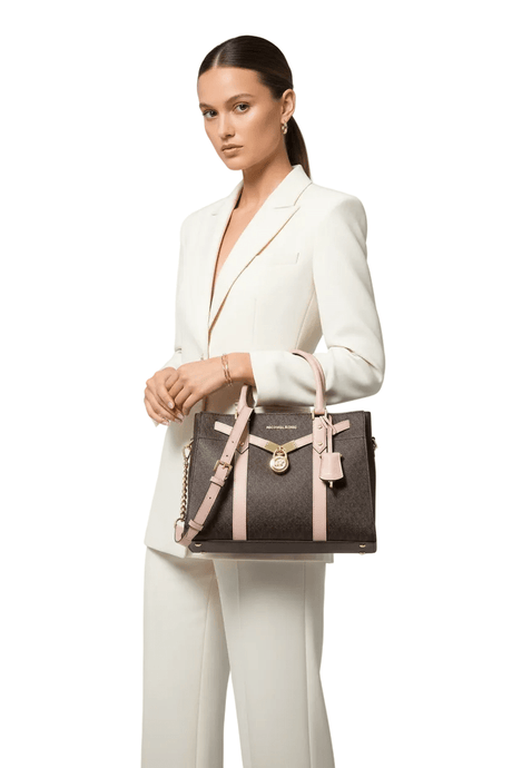 MICHAEL KORS Nouveau Hamilton Large Logo and Leather Satchel Bag MK78 - Runner