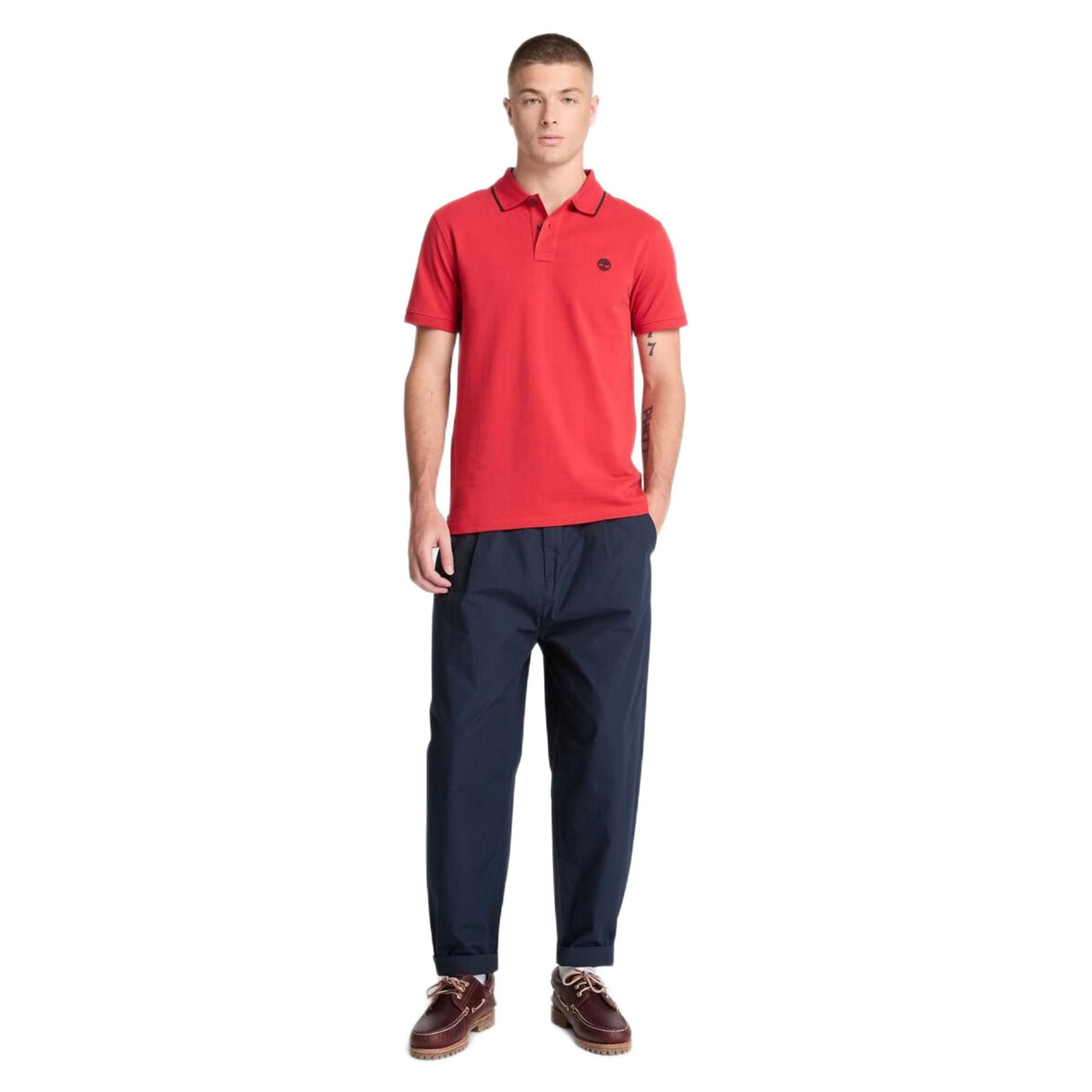 Millers River Printed Neck Short Sleeve Polo - Runner