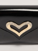 PINKO Classic patent leather and rhinestones Shoulder Black PB72 - Runner