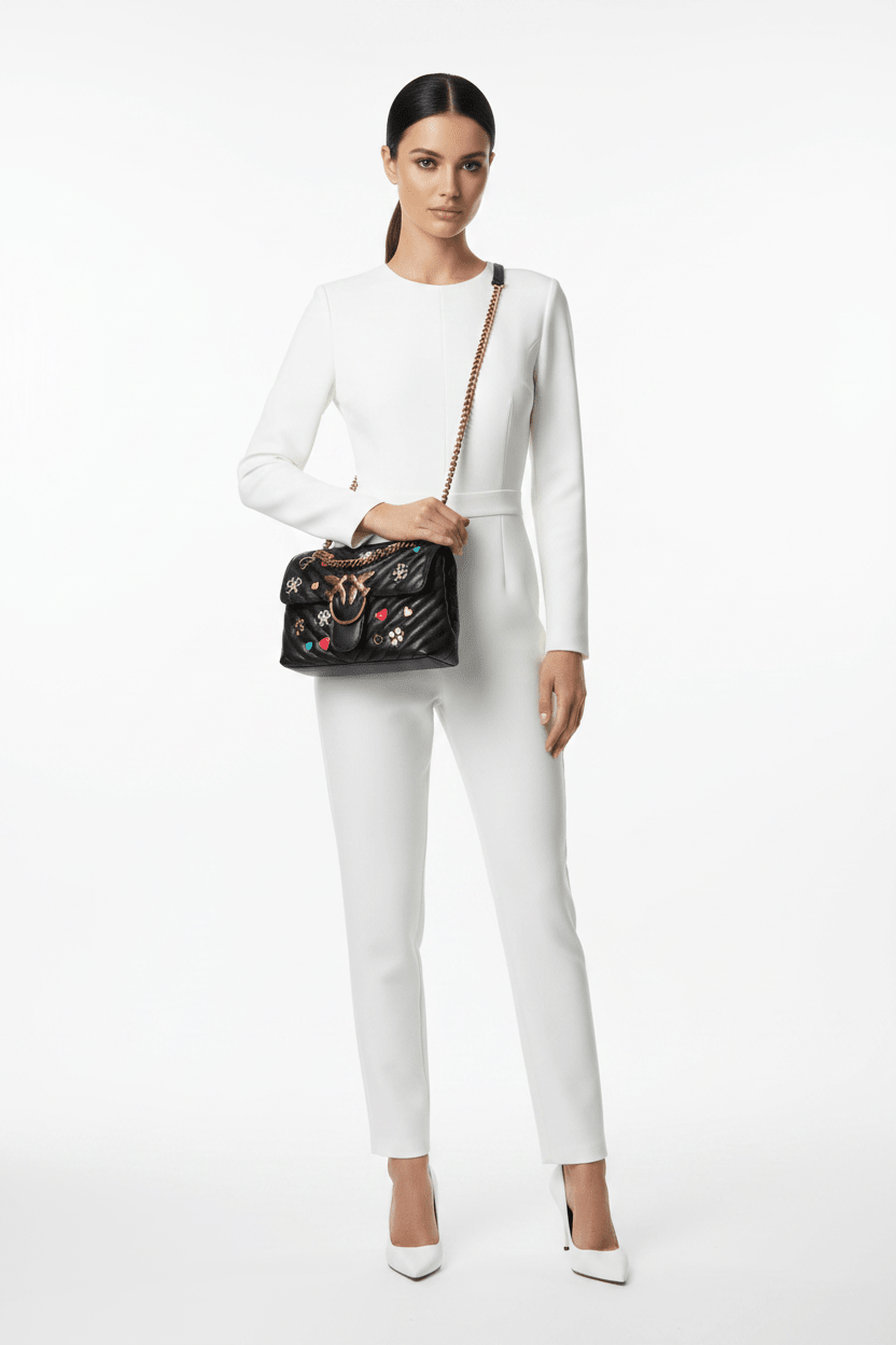 PINKO Mini Love Brooches Quilted Bag in Leather PB10 - Runner