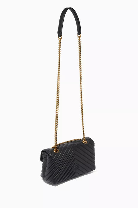 PINKO Mini Love Brooches Quilted Bag in Leather PB10 - Runner