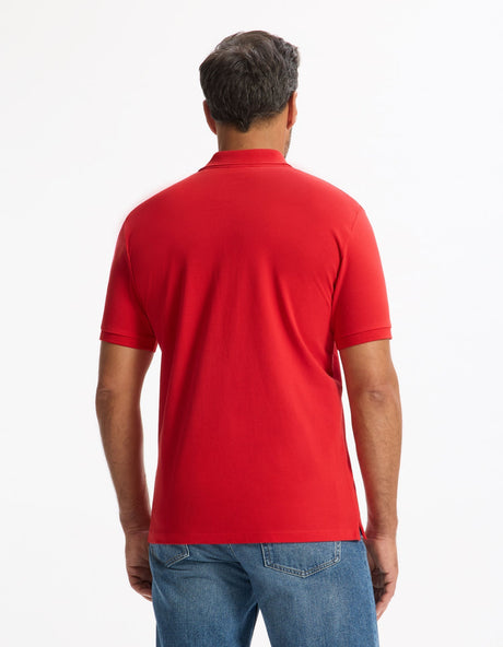 Regular 100% cotton pique polo shirt - red - Runner