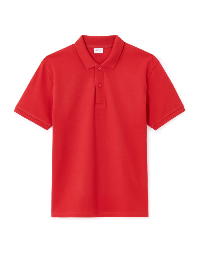 Regular 100% cotton pique polo shirt - red - Runner