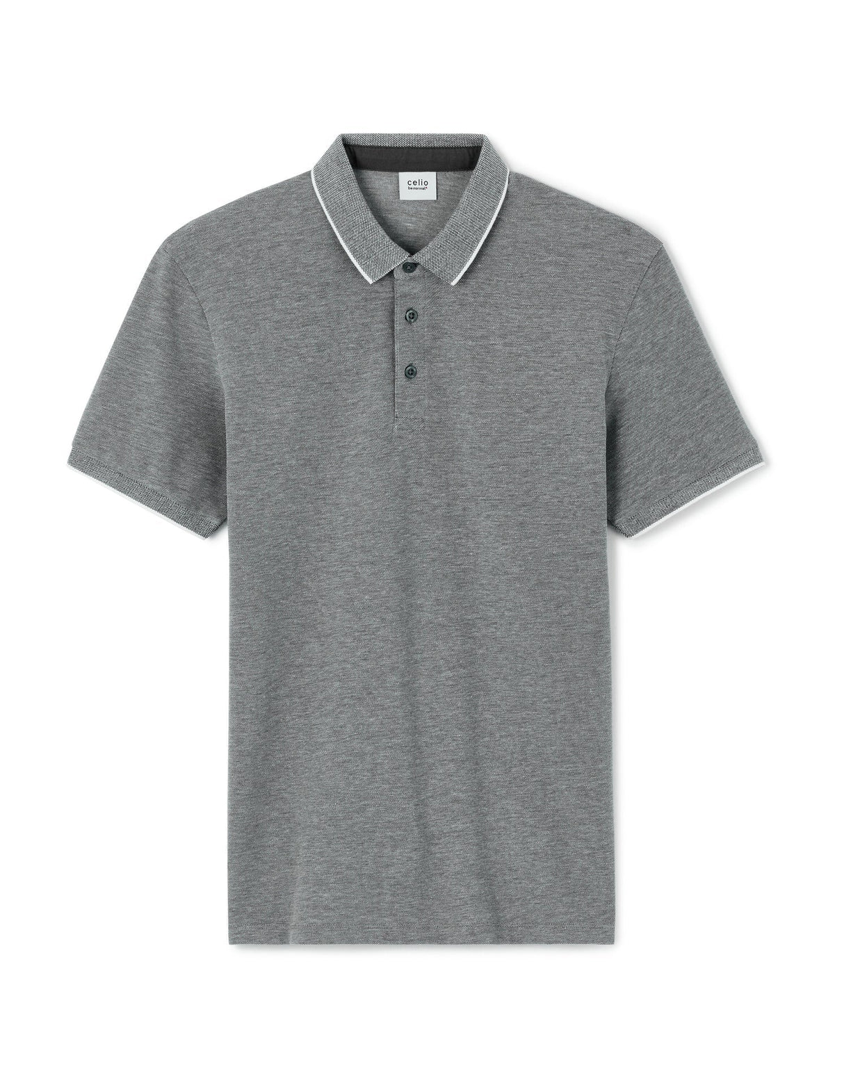 Regular Cotton Blend Polo Shirt - Anthracite - Runner