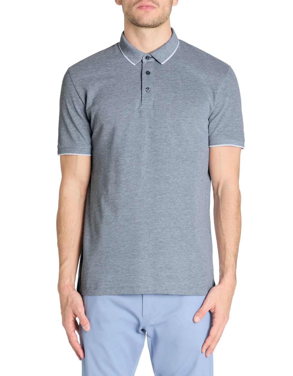 Regular Cotton Blend Polo Shirt - Navy - Runner