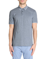 Regular Cotton Blend Polo Shirt - Navy - Runner
