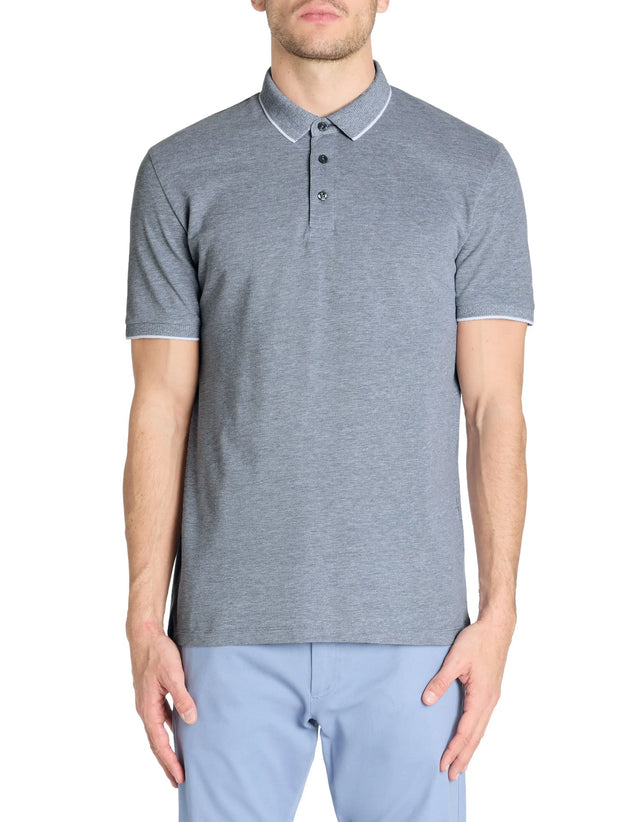Regular Cotton Blend Polo Shirt - Navy - Runner