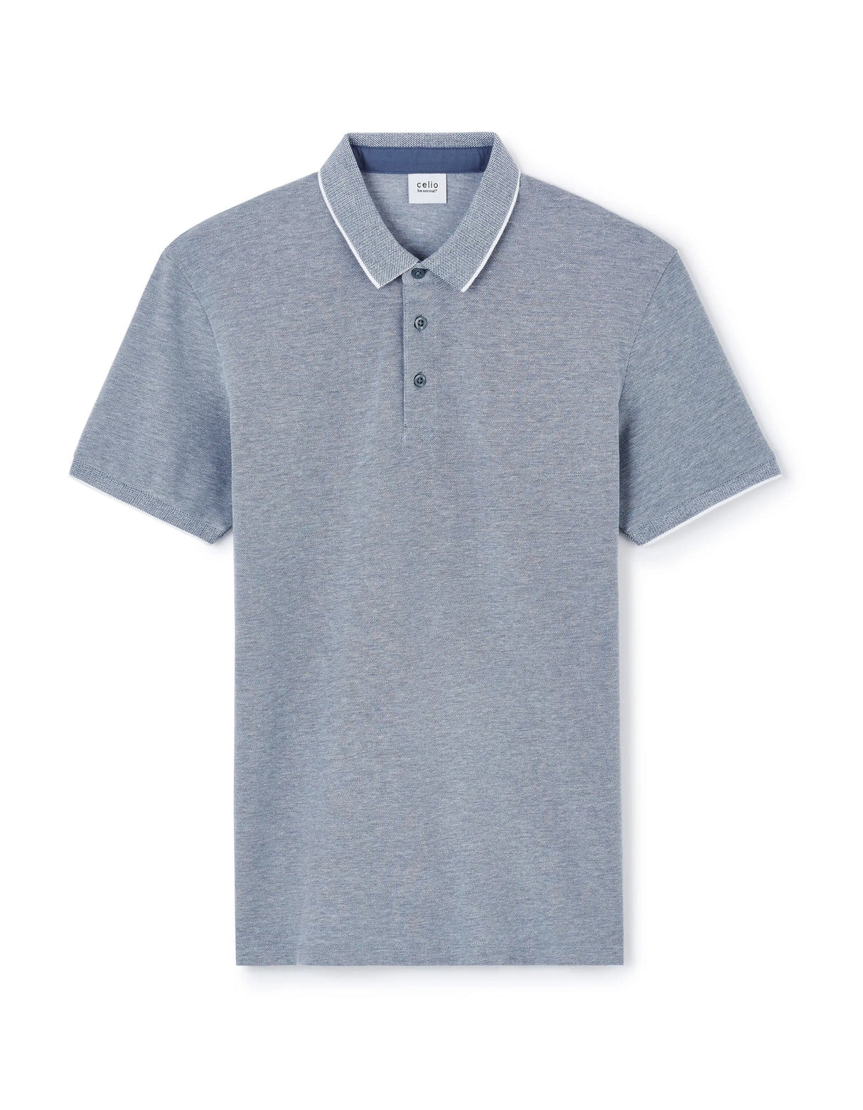 Regular Cotton Blend Polo Shirt - Navy - Runner
