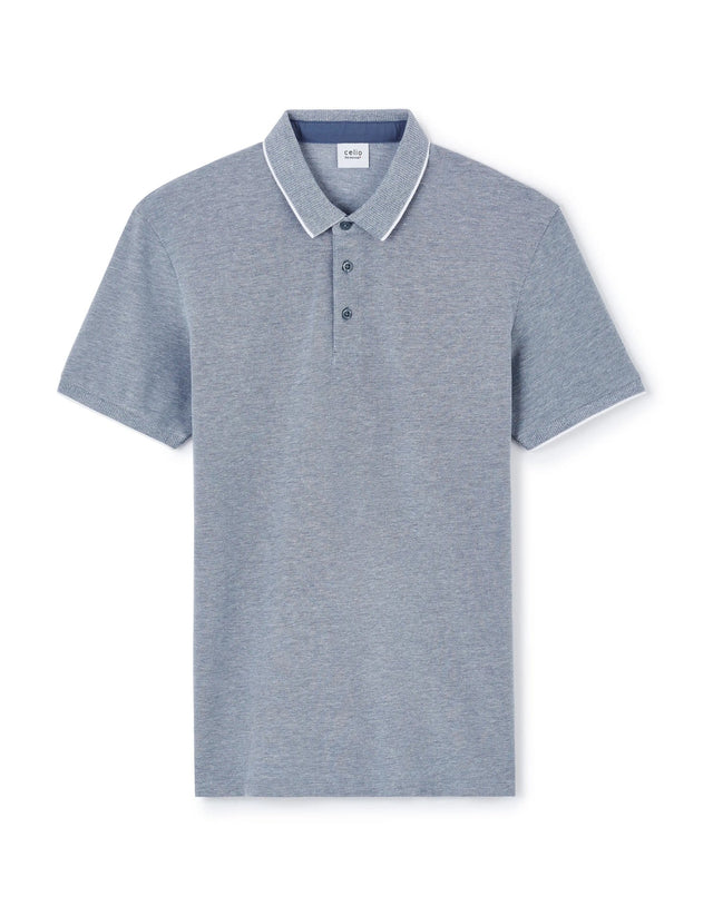 Regular Cotton Blend Polo Shirt - Navy - Runner