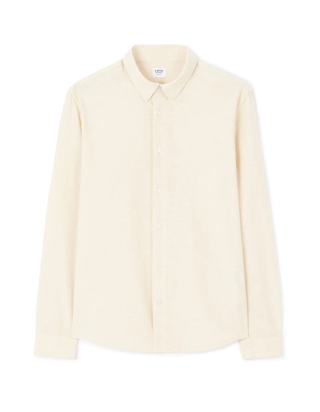 Regular - Fit 100% Cotton Chambray Shirt - Beige - Runner