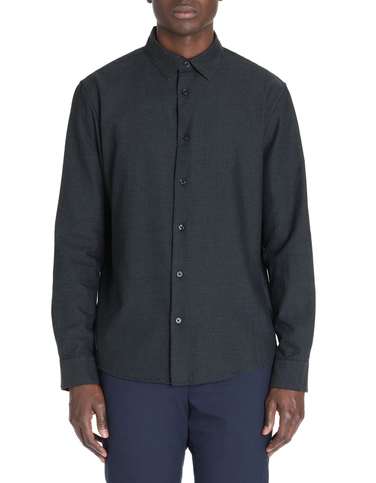 Regular Polka Dot Shirt 100% Cotton - Navy - Runner