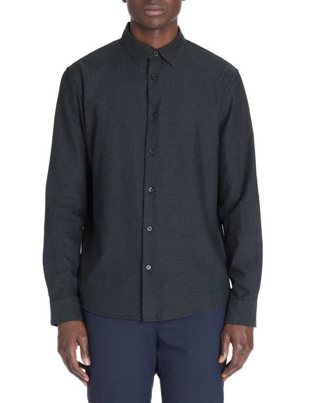 Regular Polka Dot Shirt 100% Cotton - Navy - Runner