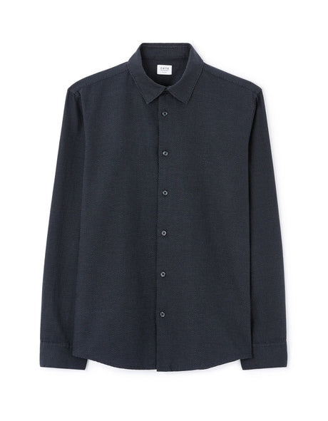 Regular Polka Dot Shirt 100% Cotton - Navy - Runner