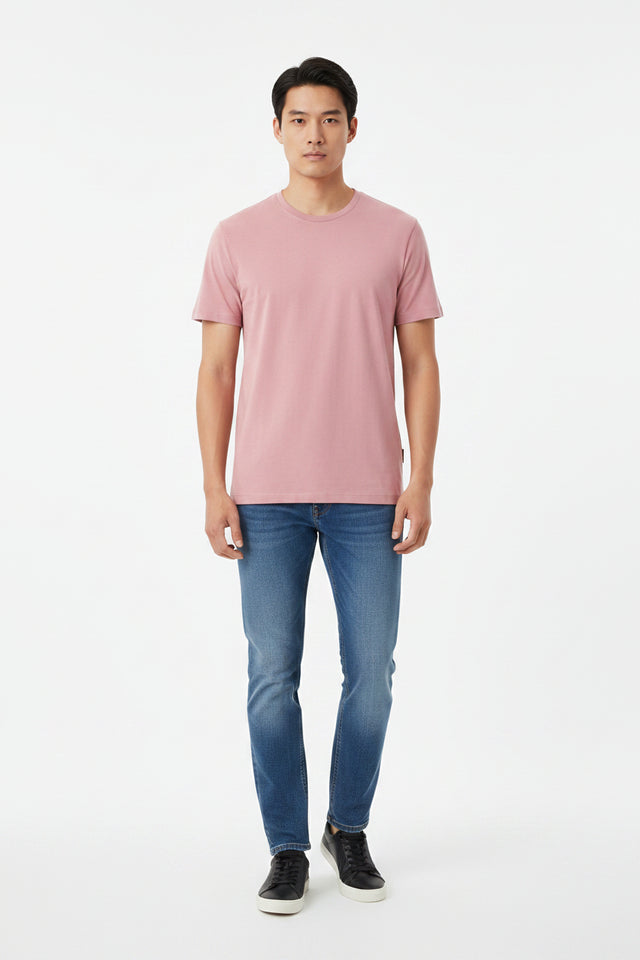 Regular round neck T-shirt 100% cotton - Dusty pink - Runner