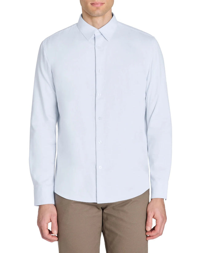 Regular Satin - Effect Shirt, 100% Cotton - Blue - Runner