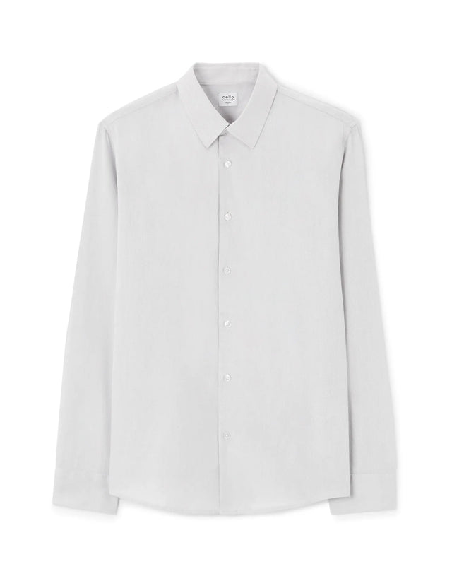 Regular Satin - Effect Shirt, 100% Cotton - Grey - Runner