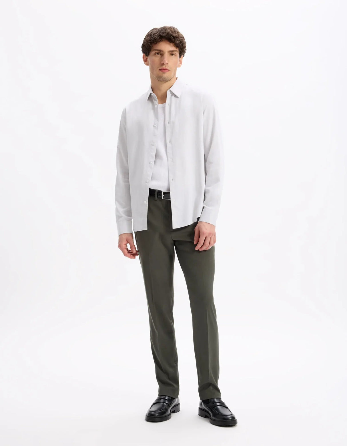 Regular Satin - Effect Shirt, 100% Cotton - Grey - Runner