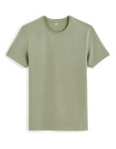 Round - Neck Stretch Cotton T-Shirt - Khaki - Runner