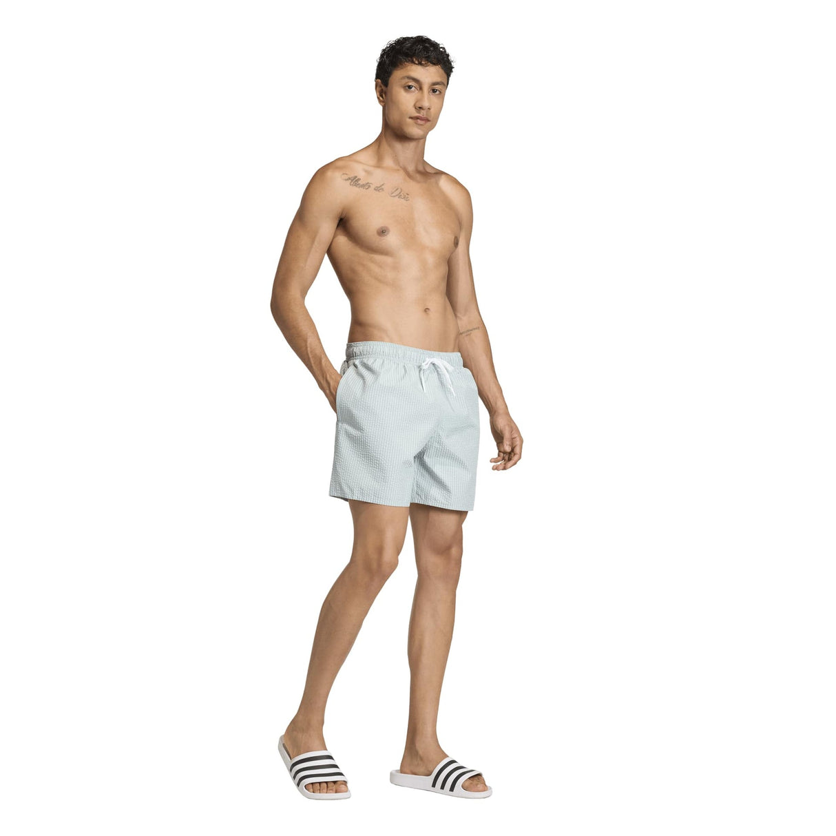 Seersucker Stripy Swim Shorts 5 - Inch - Runner
