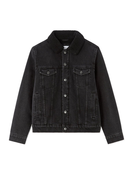 Sherpa - lined denim jacket - black - Runner