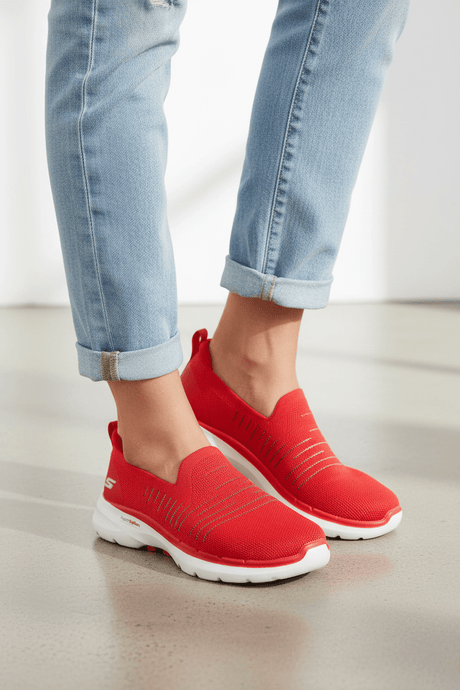 SKECHERS GO WALK 6 WOMEN SHOES 124540-RED SKW138 - Runner