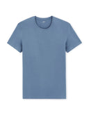 Slim Round - Neck T-Shirt In Stretch Cotton - Blue - Runner