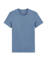 Slim Round - Neck T-Shirt In Stretch Cotton - Blue - Runner