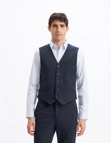 Slim Stretch Suit Vest - Navy - Runner