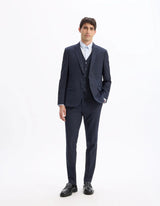 Slim Stretch Suit Vest - Navy - Runner