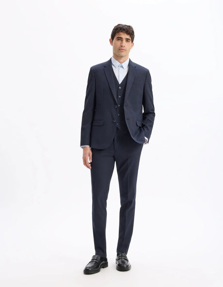 Slim Stretch Suit Vest - Navy - Runner