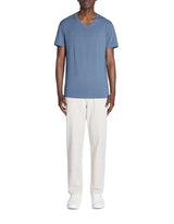 Slim V - Neck T-Shirt 100% Stretch Cotton - Navy - Runner
