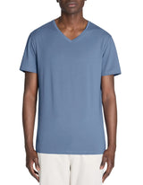 Slim V - Neck T-Shirt 100% Stretch Cotton - Navy - Runner