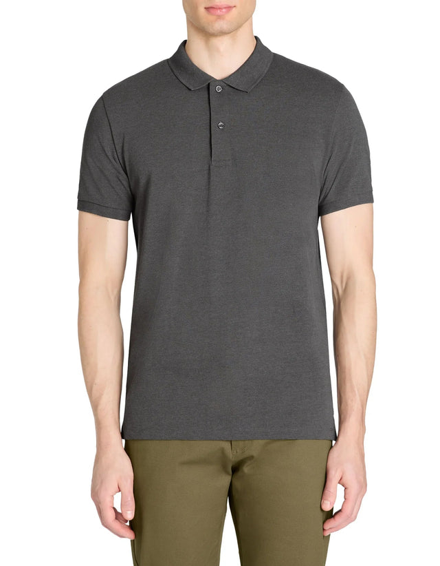 Straight Cotton Blend Polo Shirt - Anthracite - Runner