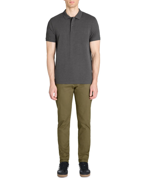 Straight Cotton Blend Polo Shirt - Anthracite - Runner